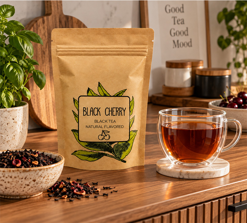 Cherry Black Leo Tea – czarna herbata liściasta z wiśnią w opakowaniu doypack